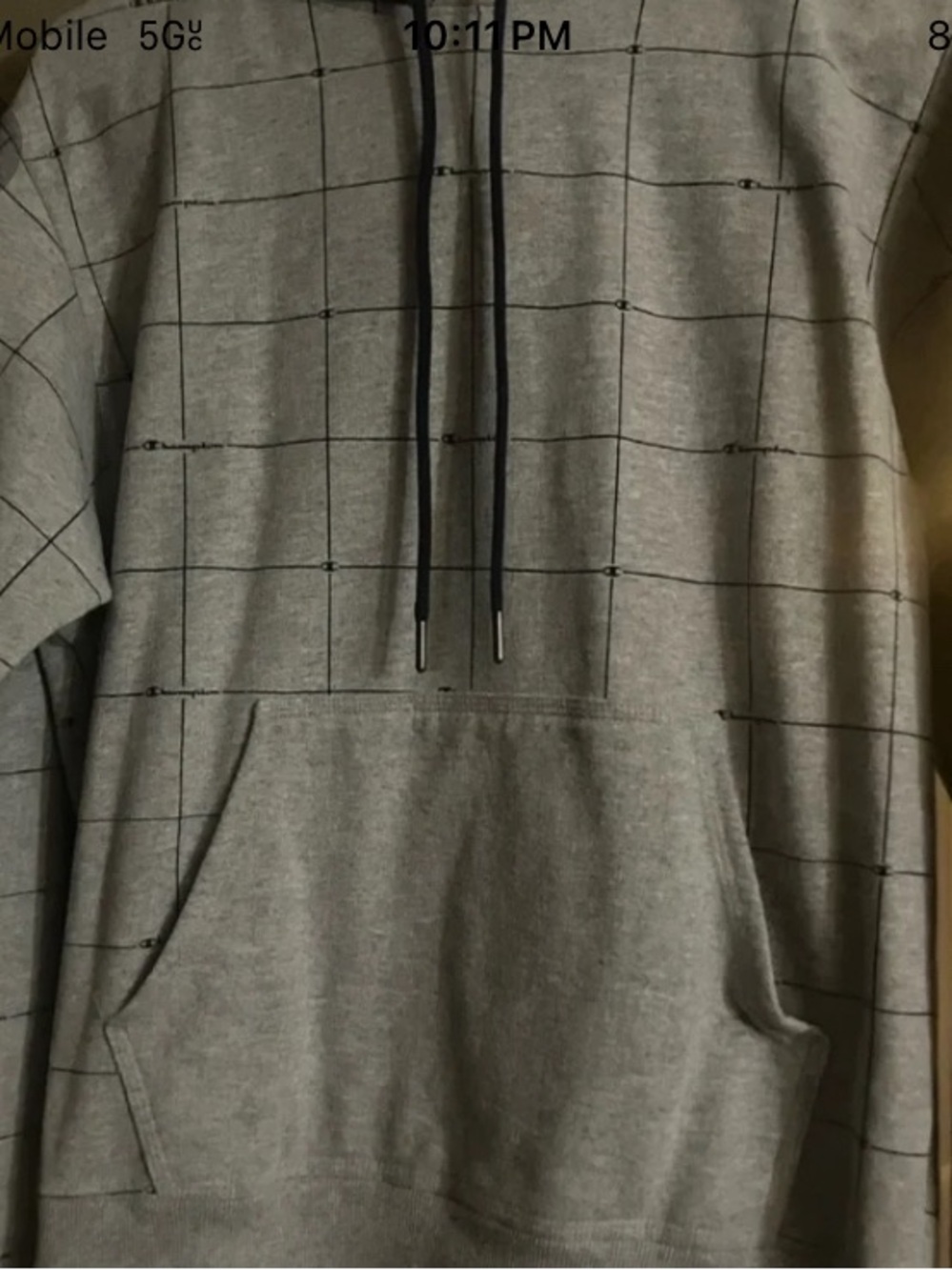 Champion Gray navy Grid Pullover Hoodie men’s size small